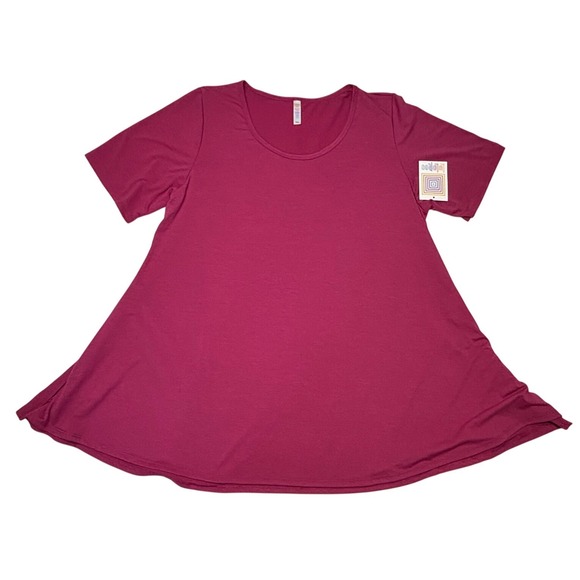 LuLaRoe Tops - LuLaRoe Womens Top Size 3XL Perfect T Magenta Pink Tunic Short Sleeve NWT USA